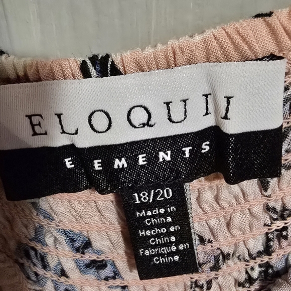 ELOQUII Elements Smocked Floral Print Blush Pink Midi Dress Sz 18 20 18/20 or 2X - Picture 8 of 11
